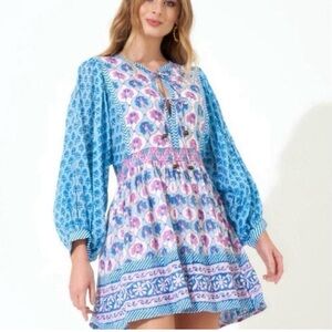 NWT OLIPHANT IRIS BLUE TIE FRONT BALLOON MINI SIZE XS